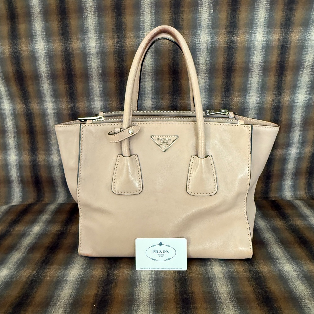 Prada Handbag BN2619 Glace Calf in Pomice